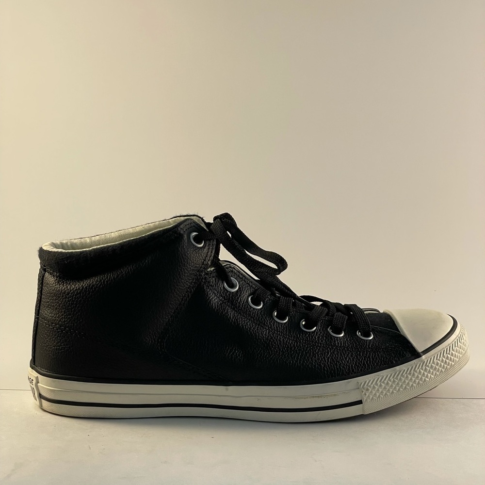 Men’s Black Leather High Top Converse Sneakers
